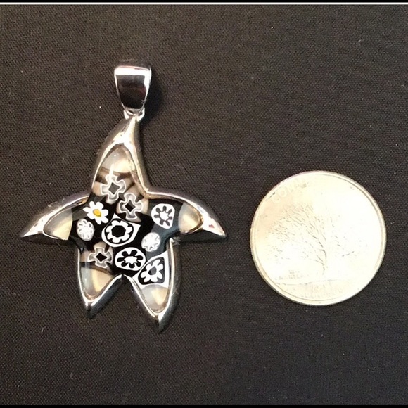 🆕 Murano Millefiori Silver Starfish Pendant - Picture 2 of 3